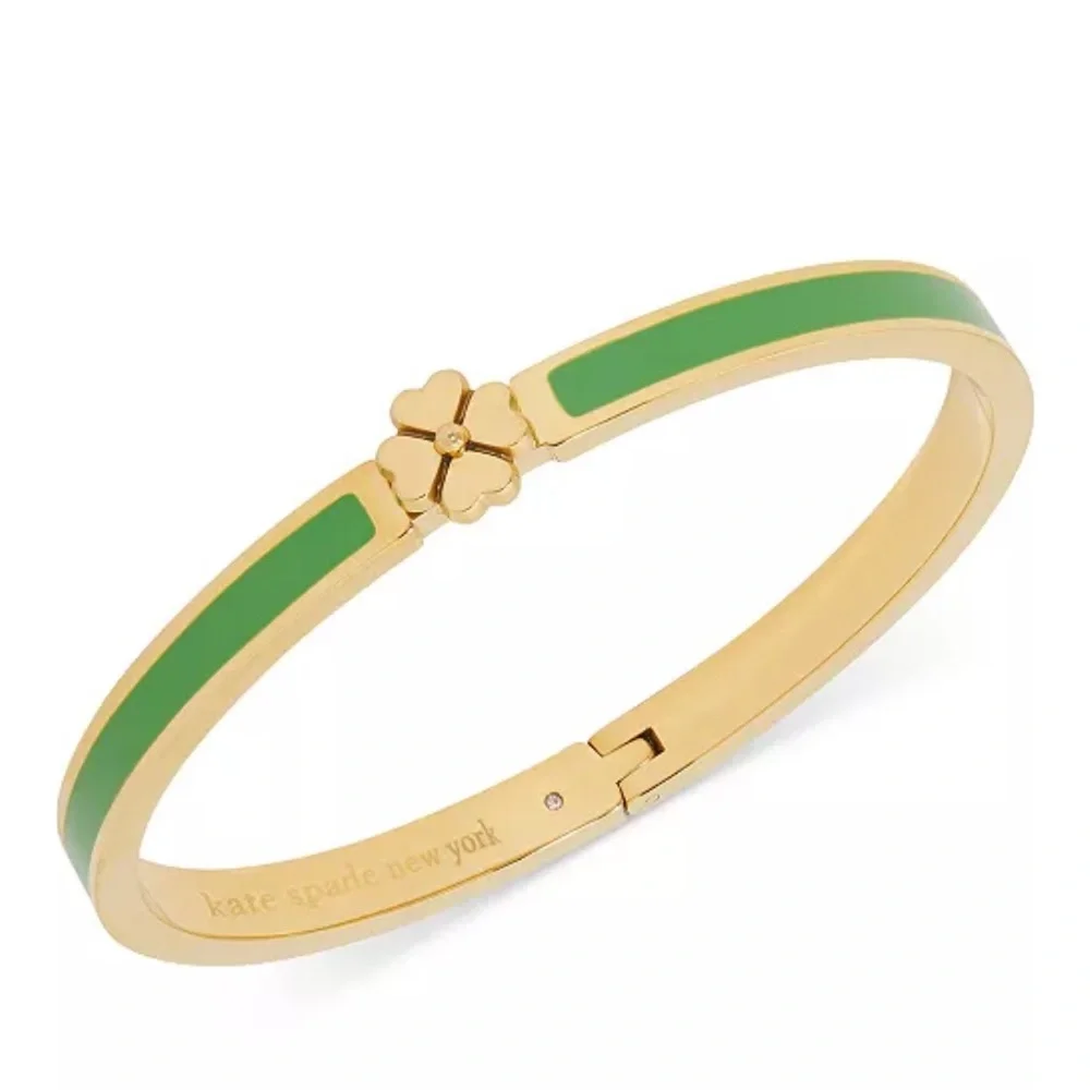 kate spade new york‎ Gold-Tone Green Enamel Flower Bangle Bracelet NWT